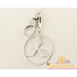 Серебряный брелок MITSUBISHI без эмали 8115